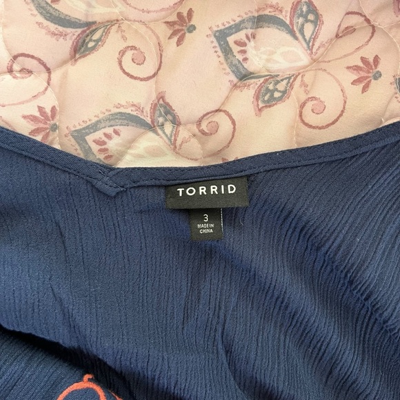 Torrid Sophie Gauze Embroidered Swing Cami Navy SZ 3X - Picture 5 of 8
